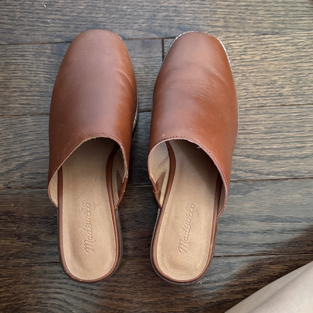 Madewell Chestnut Leather Slide Mules size 9